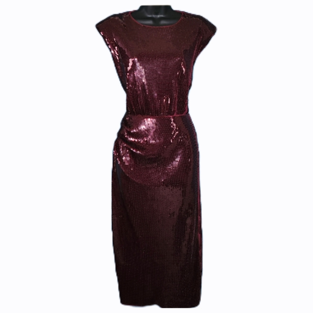 Express | Sequin Burgundy Dress - Picture 2 of 4